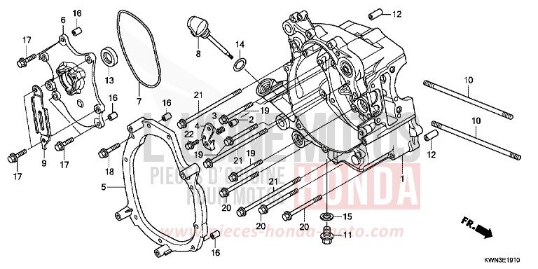 RIGHT CRANKCASE (WW125EX2A/EX2B) for PCX 125 PEARL HIMALAYAS WHITE (NHA87) from 2010